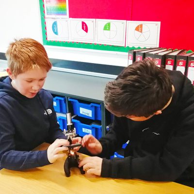 Working with a microscope